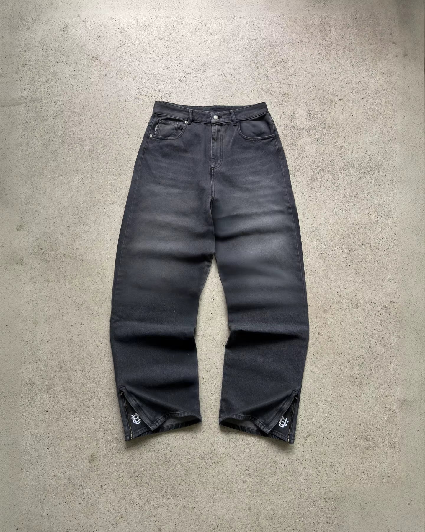 2025 Hip-Hop Gold Coin Jeans Y2K Retro Low Waist Wide Leg Zipper Pants Y2K Clothing Men'S Fashion Embroidered Loose Jeans